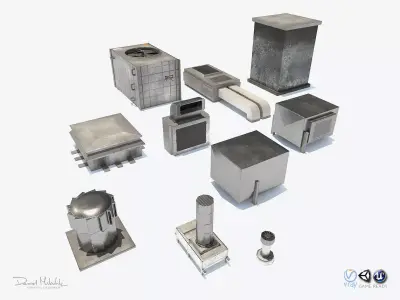 Aluminium Rooftop Elements PACK Low-poly 3D model