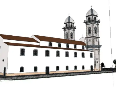 Architecture-Religion-God-Culture-Temple-056 church with two ... 3D model