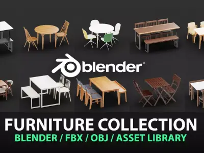Tableset model collection 139 Free low-poly 3D model