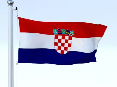 Animated Croatia Flag Low-poly 3D model
