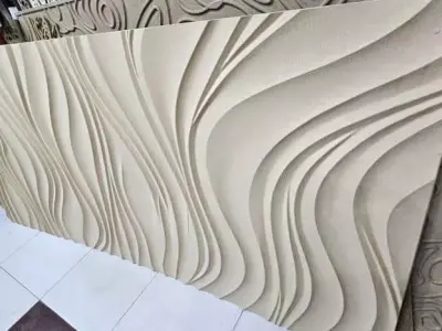 Modern Wave Decorative Relief Wall Decor Set STL Mural CNC 402 3D model