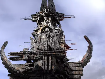 Sci fi City Satalite Science facility 7  3D model