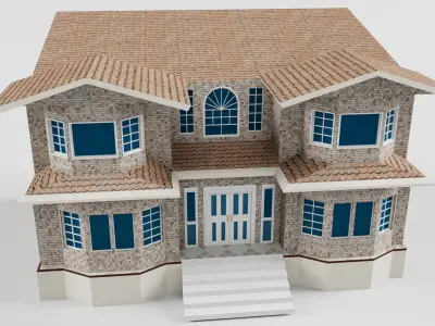 3D Building house Low-poly 3D model