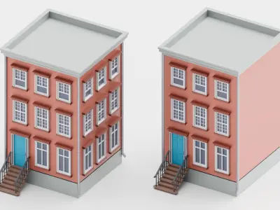 Lowpoly Cartoon Building 01 Low-poly 3D model