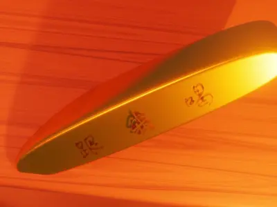 Gold bar with Chinese scripts  Free low-poly 3D model