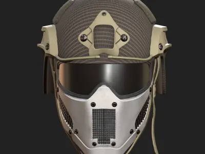 Helmet military mask protection futuristic technology  Low-poly 3D model