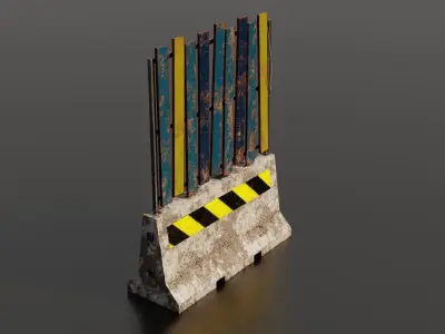 Concrete barrier  Low-poly 3D model 12