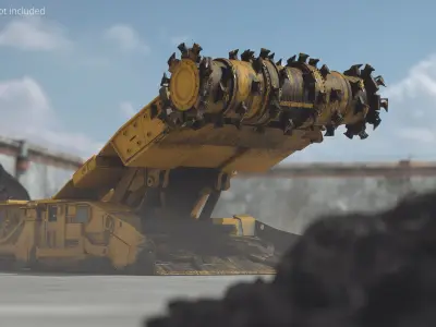  Tunnel Boring Miner with Integrated Conveyor Feeder Yellow Used Rigged for Maya 