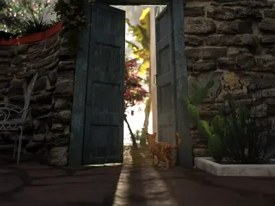 Old Garden Wood Gate Low Poly Game Ready 3D Model Low-poly 3D model