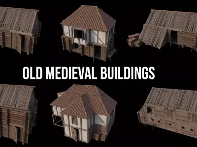 Medieval houses pack Low-poly 3D model buy
