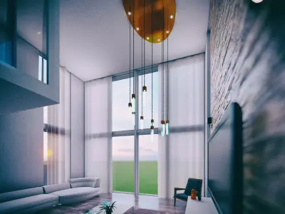 Chandelier for Double Height Loft Lighting 3D model