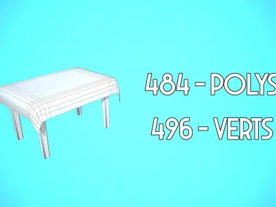 TABLE 01 TABLECLOTH FURNITURE CARTOON STYLIZED  Low-poly 3D model