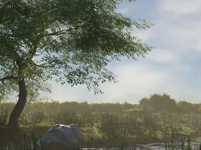 Stylized Nature  Ruin in a Beautiful Landscape  3D model