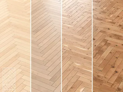 Boen Oak and  Ash Parquet Flooring - 5 Pro Layouts-4 Materials 3D model
