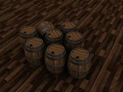 Barrel on floor Low-poly 3D model