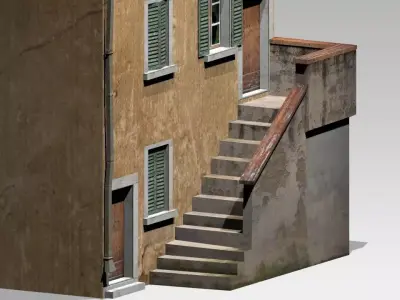 3 storey Italian residential building Low-poly 3D model