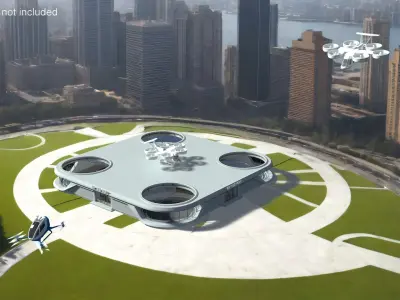  Flying Taxis Hub with Passenger Aircraft 