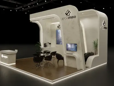 Exhibition booth design 6m x 6m 3D model 3D model