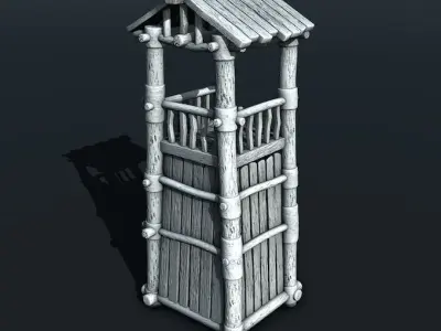 2 towers wooden tower 3D print model