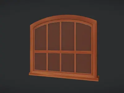 arched wooden window frame 3D model