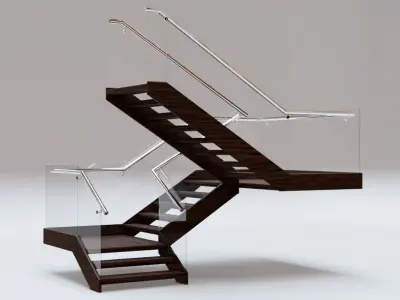 Stairs Set 06 - Stairs with 4 diferent designs Low-poly 3D model