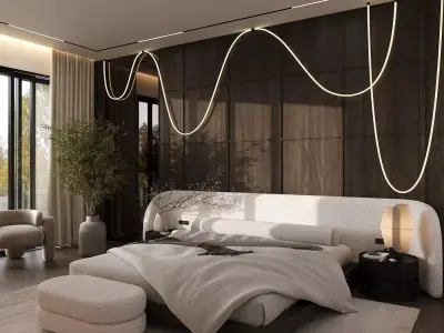 Cozy Bedroom interior scene 3D model 3D model