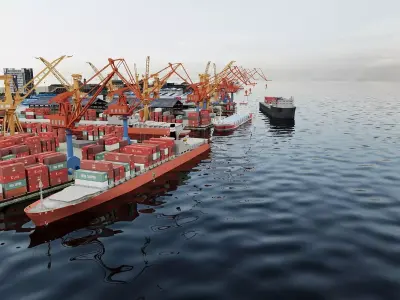 Industrial Container Port 75 3D model