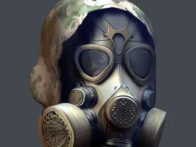 Gas mask helmet 3d model military combat Low-poly Low-poly 3D model