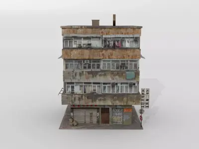 Old Hongkong building Low-poly 3D model