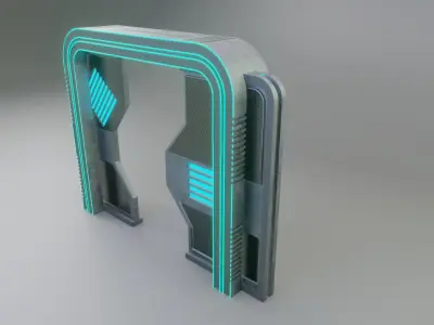FUTURISTIC SCI-FI LOW GATE FULLY RIGGED AND ANIMATED Game Ready Low-poly 3D model