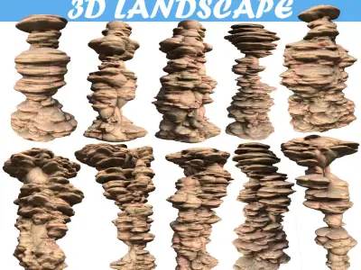 Low poly Scifi Column Sandstone Low-poly 3D model