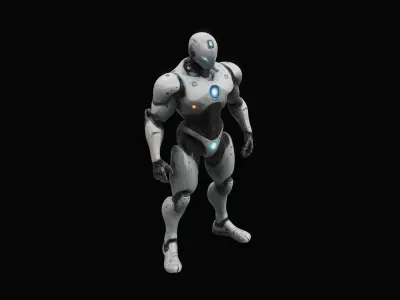 Robot Superhero Rigged Low-poly 3D model