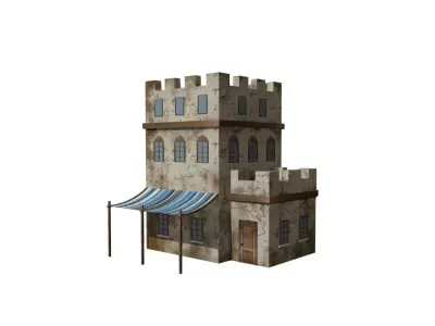 Middle Eastern Style Building - PBR Game Ready Low-poly 3D model get