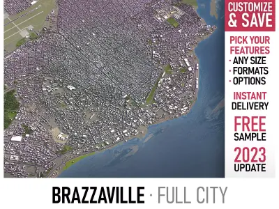Brazzaville - 3D City Model Low-poly 3D model