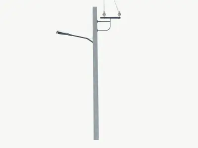 Electric Pole With Light 3D model