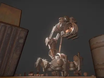 The Walking Mech Neck Rusty Version Low-poly 3D model