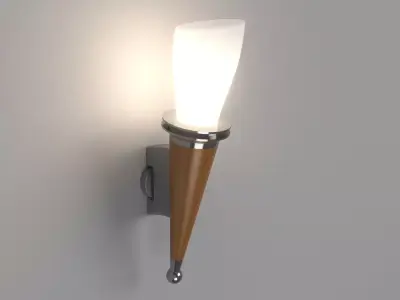 Sconce wall light with wooden cone 3D model