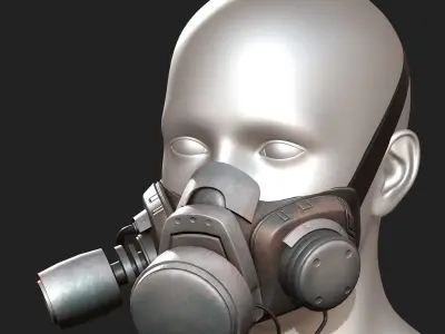 Gas mask respirator scifi futuristic military  Low-poly 3D model