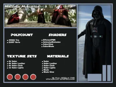  Screen Accurate RotJ Darth Vader VR Avatar Low-poly 3D model