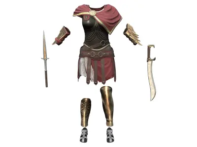 Full Roman Female Commander Soldier Outfit Low-poly 3D model