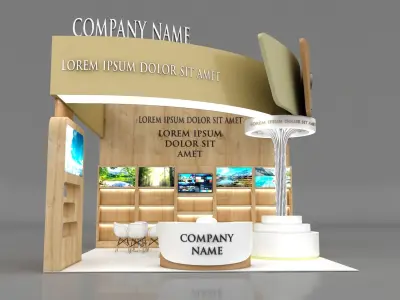Booth Exhibition Stand Stall 6x6m Height 500 cm 3 Side Open 3D model get