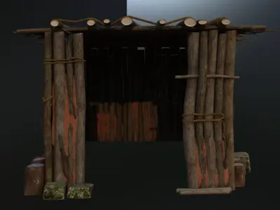 cowhouse wooden outhouse 3D model