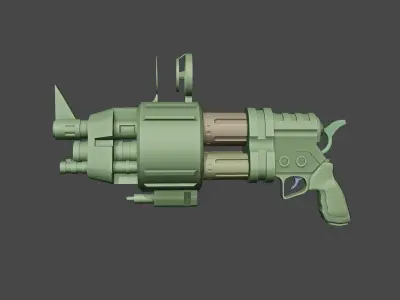 Sci-Fi Revolver Game Ready Model Low-poly 3D model