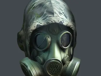 Gas mask helmet 3d model military combat Low-poly Low-poly 3D model 20