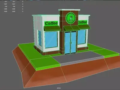 Coffee shop  Low-poly 3D model