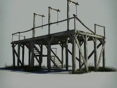 Medieval Gallows Low-poly 3D model