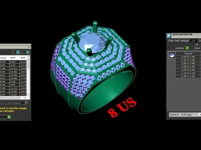 Light Gold Diamond Men Ring 2MR016 3D model