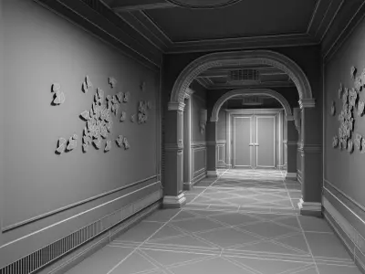 Grand Corridor Tileable Kit 3D model