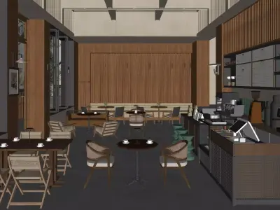 Industrial - style coffee shop 3D model