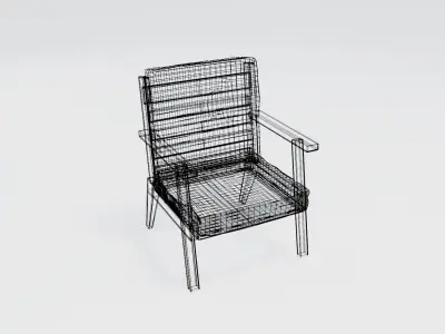 bar lounge chair - wooden with black fabric Low-poly 3D model